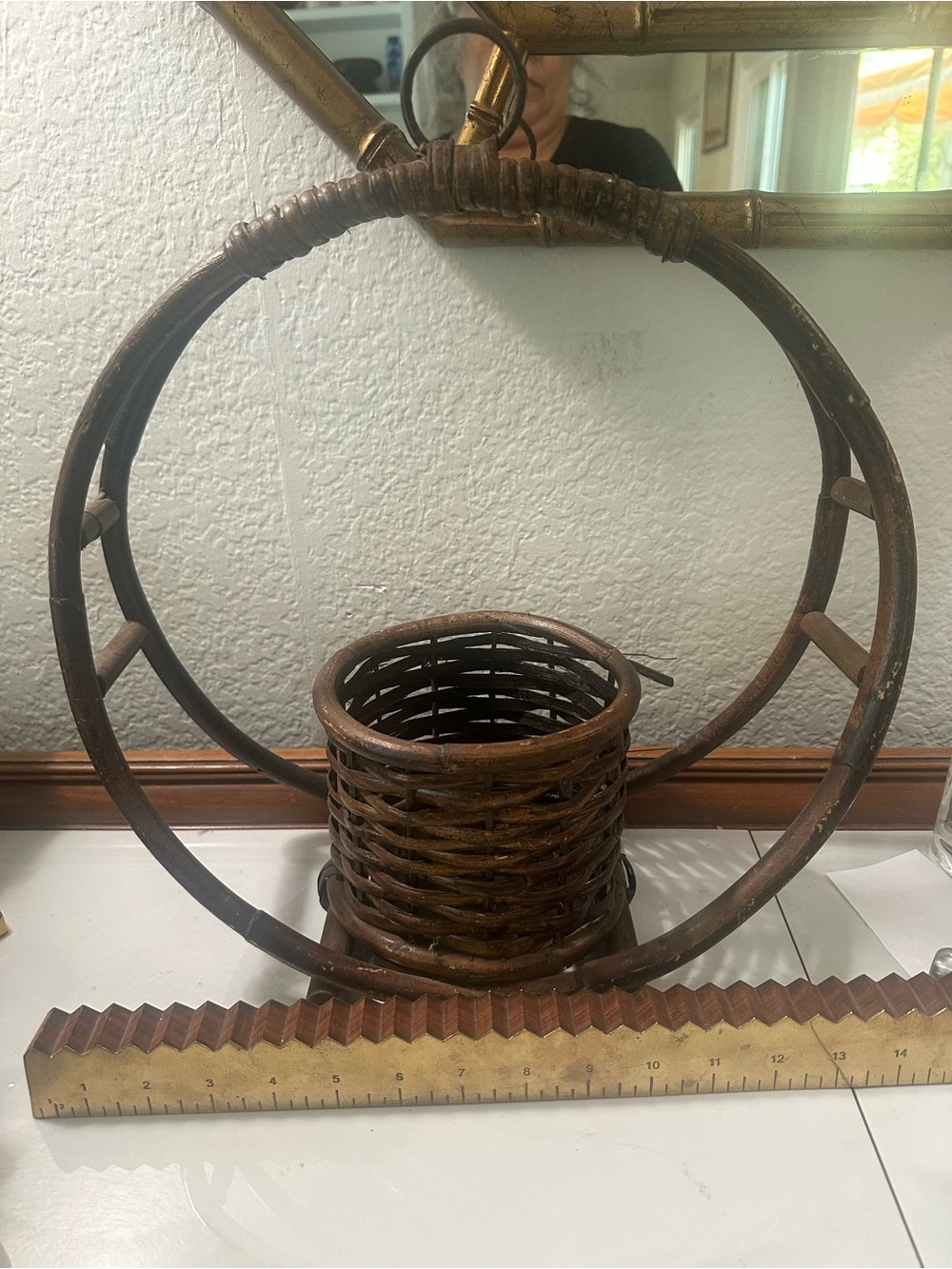 Rustic Brown Woven Bamboo Decorative Basket planter